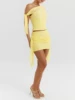Women's Elegant Temperament Pleated Top and Short Skirt Set, Solid Color Net Sand Diagonal Shoulder Strap, Summer Beach Ou, New 4