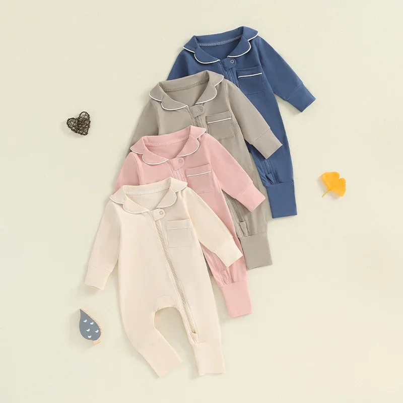 

Autumn Newborn Infant Baby Boys Girls Romper Playsuit Overalls Cotton Long Sleeve Zipper Baby Jumpsuit Newborn Clothes