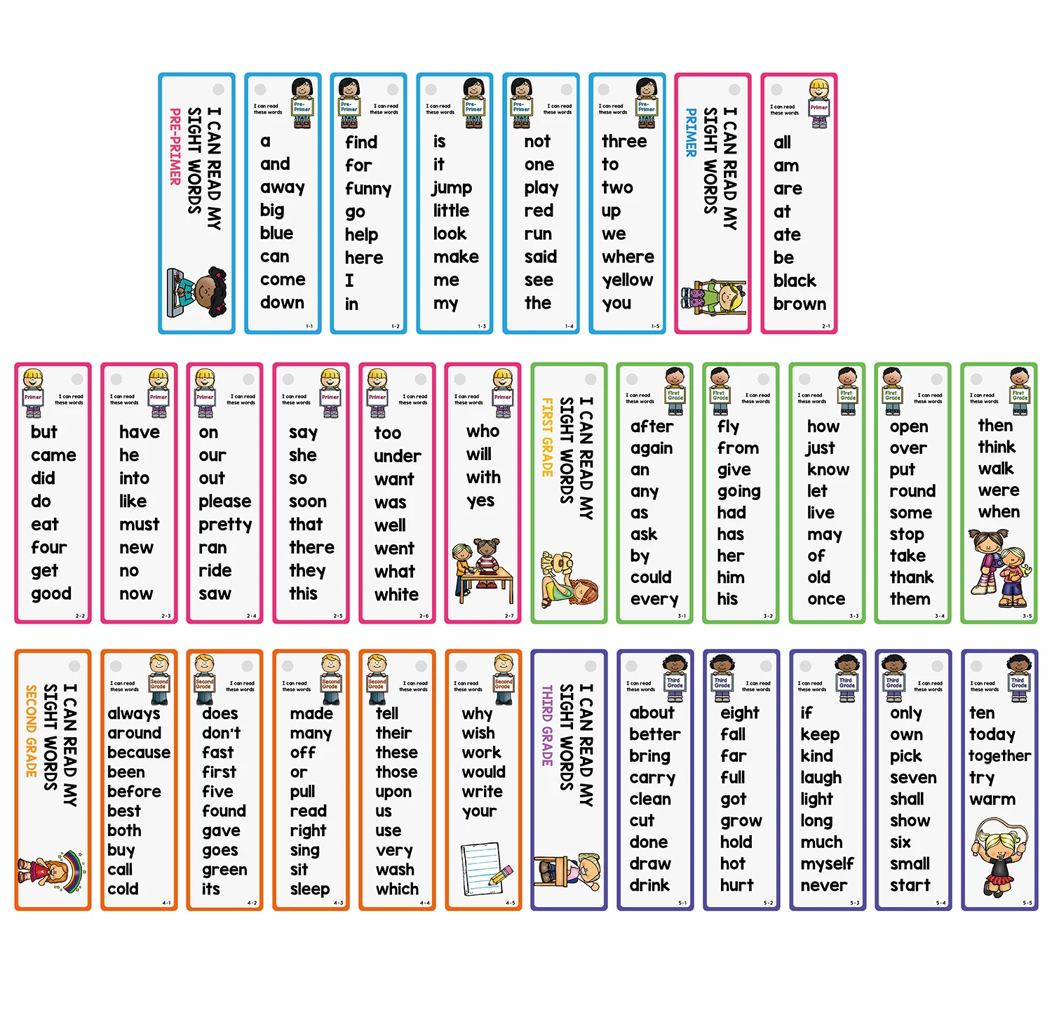 220 Sight Words Learning Cards High Frequency Words Kindergarten to 1st ESL Teaching Materials Vocabulary Building Montessori 3