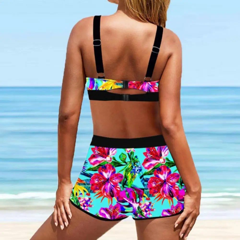 

Women Swimsuit Wire Free Women Bikini Lady Casual Split Printed Swimming Suit