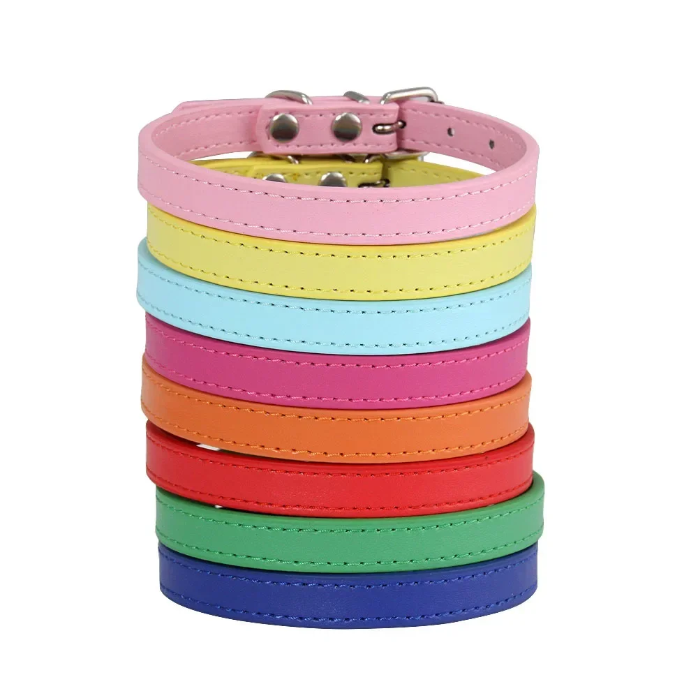 Colorful Leather Puppy Cat Collar Cute Kitten Necklace Name Personalized Collar for Cats Dogs Pet Supplies Accessories Harness 2