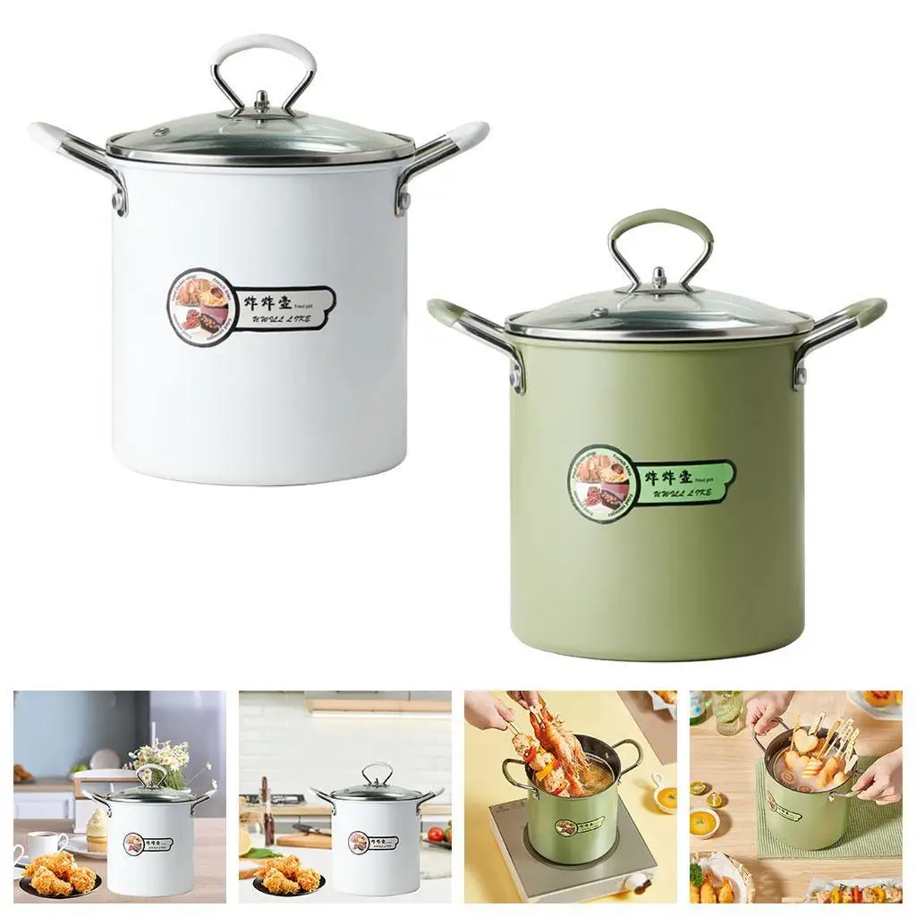 Japanese Style Deep Frying Pot with Handle & Lid 3.5L Nonstick Coating with Strainer Noodle Pot Oil Fryer for Fish Shrimp Fries Japanese Style Deep Frying Pot with Handle & Lid 3.5L Nonstick Coating with Strainer Noodle Pot Oil Fryer for Fish Shrimp Fries