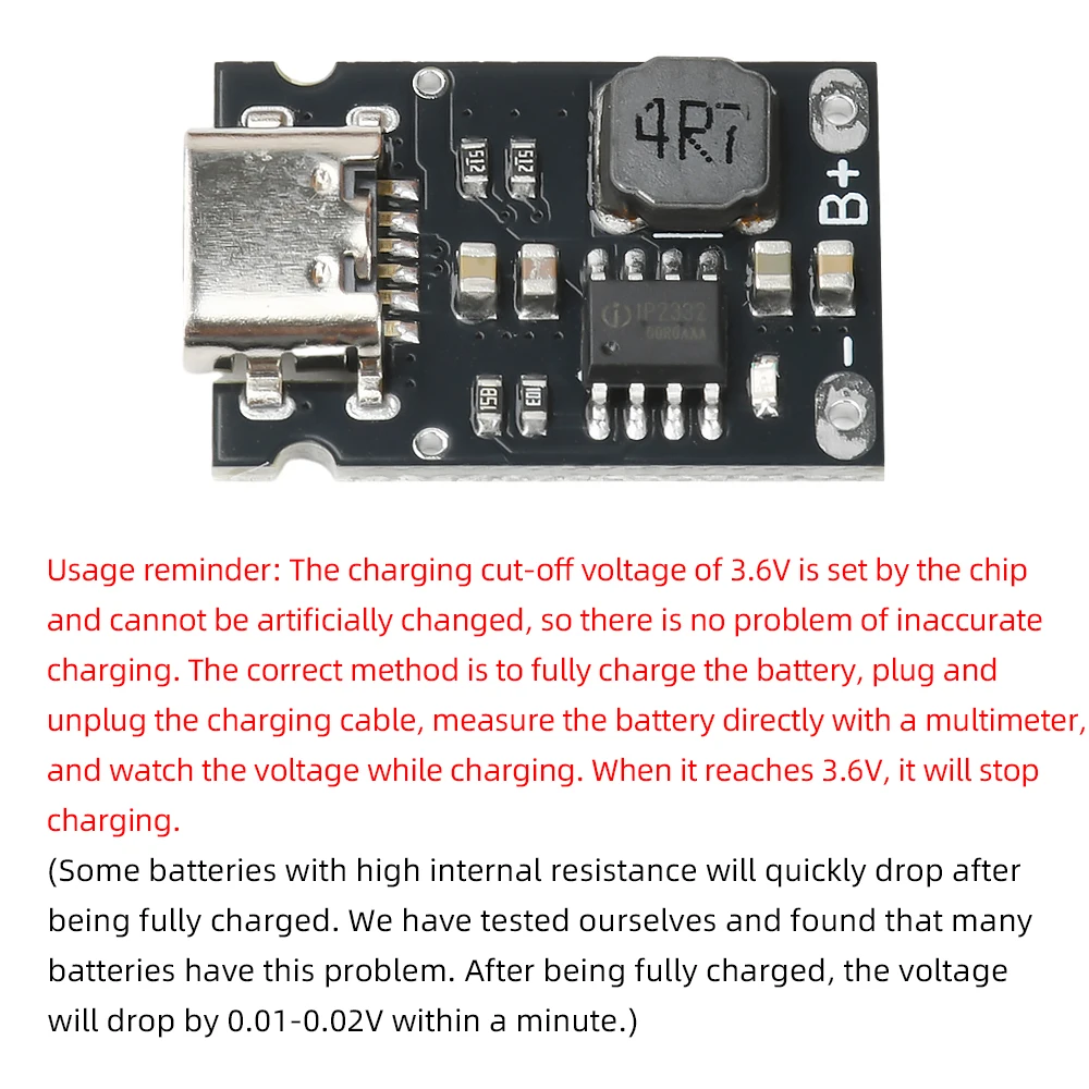 1S 3.2V/3.6V 2.4A Charging Board LiFePO4 Battery Dedicated Charging Module High Current Charging Board Type C DC 4.5-5.5V - 6