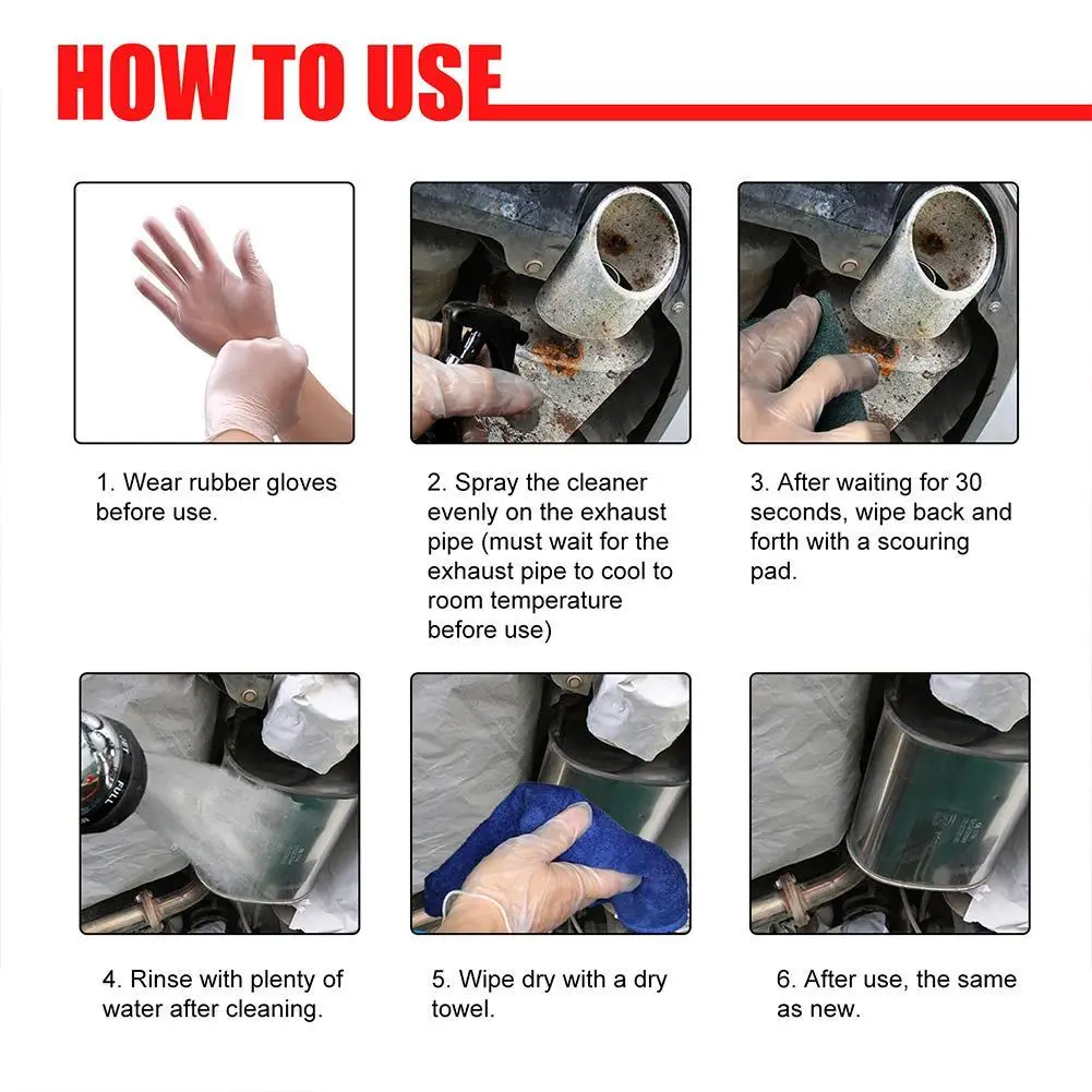 120ml Car Exhaust Pipe Cleaner Kit Rust Remover Multi-Purpose Metal Pipe Derusting Spray Car Motorcycle Maintenance