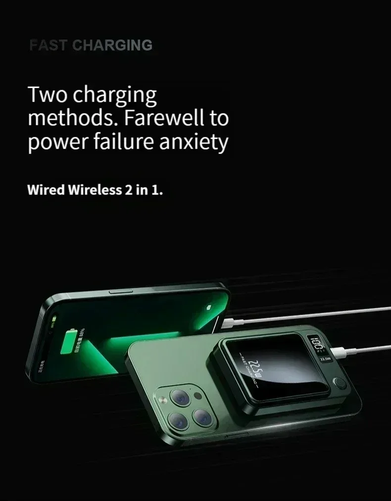 Magnetic Power Bank 100000mah Wireless Fast Charger For Iphone_voghion.com