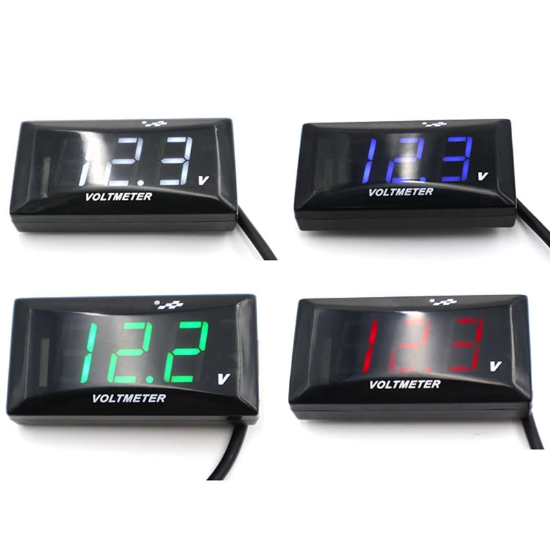 Mini LED Display Digital Voltmeter Panel Volt Voltage Meter Tester Reverse Connection Protection 12V For Car Motorcycle Universal