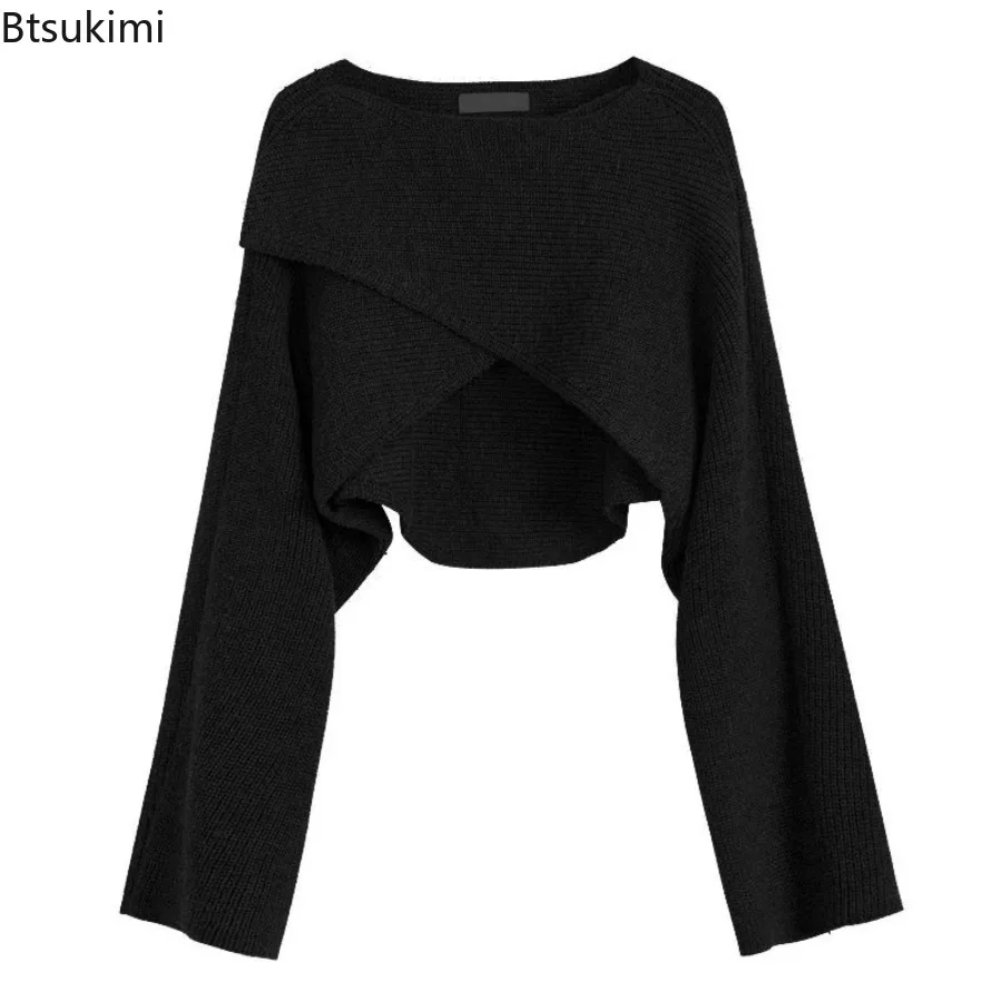 Autumn Fashion Knitted Pullover Elegant O Neck Sweater Women New Casual Solid Color Loose Long Sleeve Hem Irregular Women Top 5