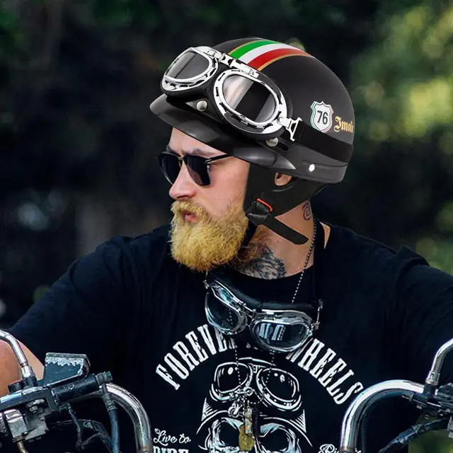 Goggles Old School Open Face Helmet Open Face Helmet With Goggles