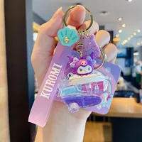 Sanrio Cartoon Anime Hello Kitty Kuromi Acrylic Liquid Quicksand Pendant Keychain Car Key Chain Key Ring