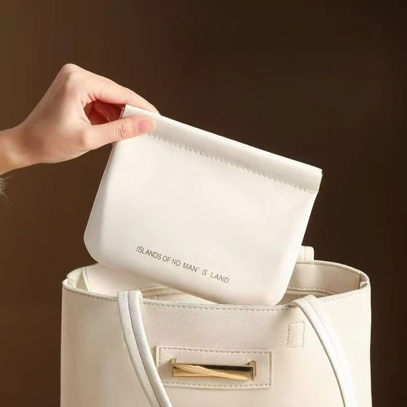 Compact PU Leather Snap Closure Pouch for Tech Accessories and Travel Essentials