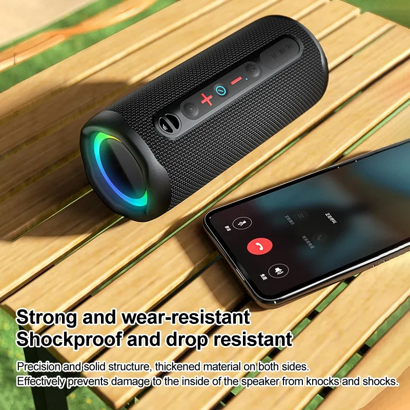 Rockmia EBS-613 Portable RGB Speaker Bluetooth 5.3 Powerful Bass box 1800MAH Outdoor Waterproof Colorful LED Light Fabric Mesh