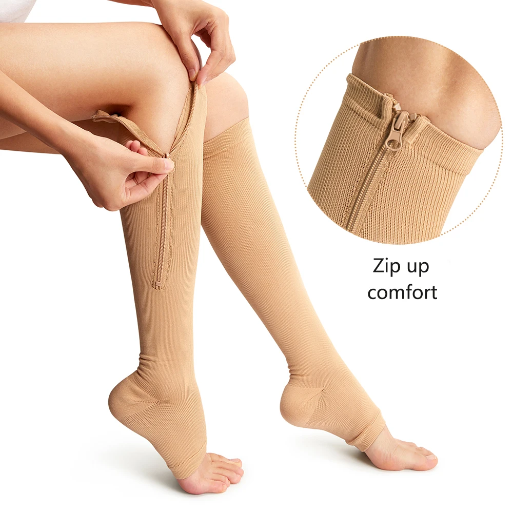 Cheap Elastic Open Toe Knee High Stockings for Women Men Varicose Veins  Sports Stretch Cycling Athletic Shaping Pressure Breathable