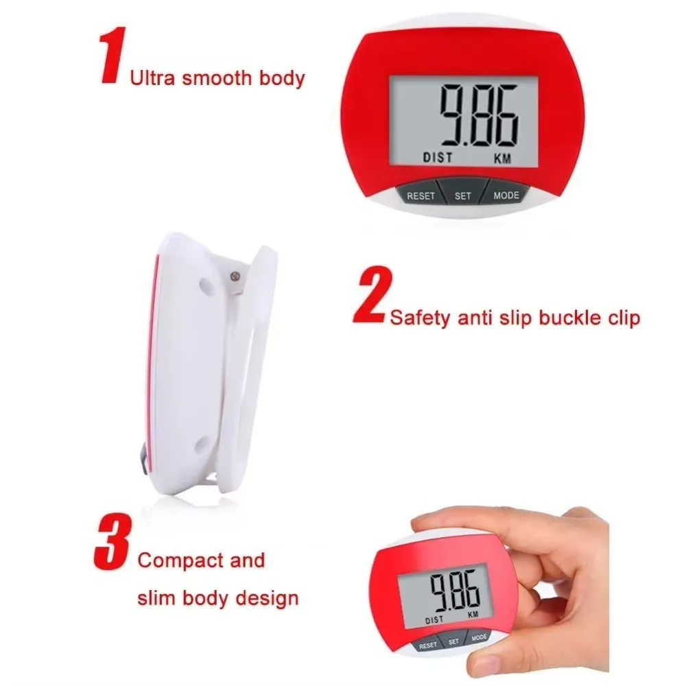 Advanced 3D Pedometer with LCD Display and Anti-Slip Portable Design for Walking and Outdoor Activities