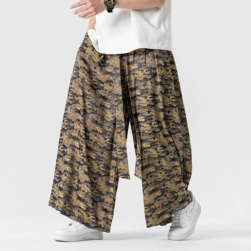 Men Loose Harem Pants Vintage Casual Wide-Leg Trousers Male Belt Jogger Oversized Men Pants Streetwear Clothes