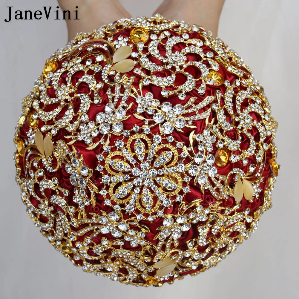 

Блестящий Золотой фотоальбом jaevini 21 см, свадебный букет для невесты, бордового, цвета слоновой кости, атласная роза с кристаллами, бусинами, Свадебный Цветочный букет