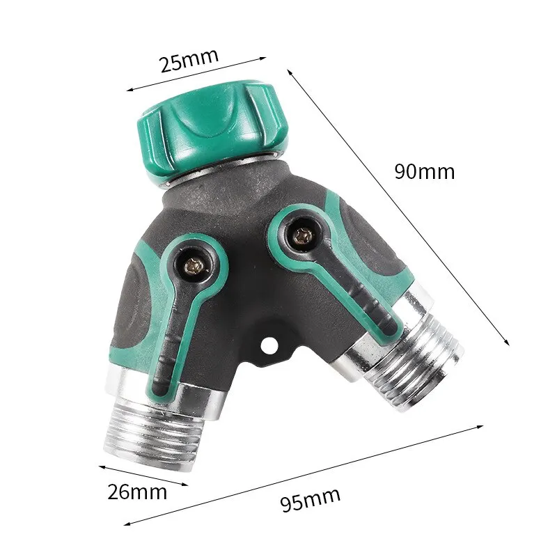 Garden Hose Splitter Y-Type Zinc Alloy Hose Splitter Double Way Joint One Split Two Faucet Diverter Garden Accessories Internal Thread Water-Diverter