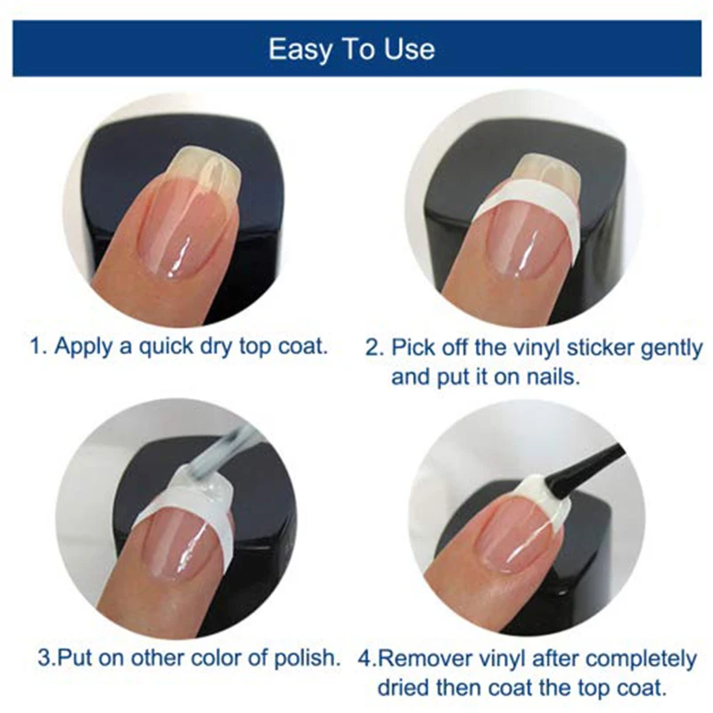 French Manicure Nail Art Designs Stickers, Self-Adhesive Nail Tips Guides for DIY Decoration Stencil Tools 6