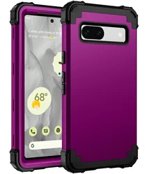 Durable Shockproof Rugged Armor Phone Case with Soft Silicone and Hard Plastic Back Cover for Pixel 6 Pro (Purple)