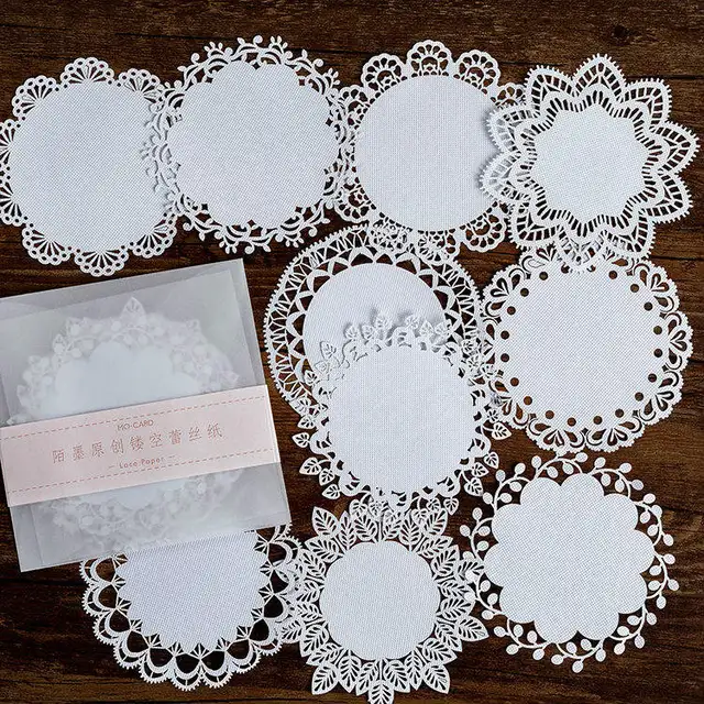 Mr.paper 8 Designs 10Pcs/lot White Lace Paper Loose Leaf Homemade White Lace Memo Pads 4