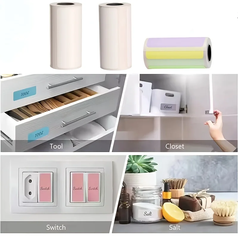 57mm Mini Label Printing Paper Multi-Purpose 50x15mm & 50x30mm Colorful White Adhesive Tags for Office Durable Labels