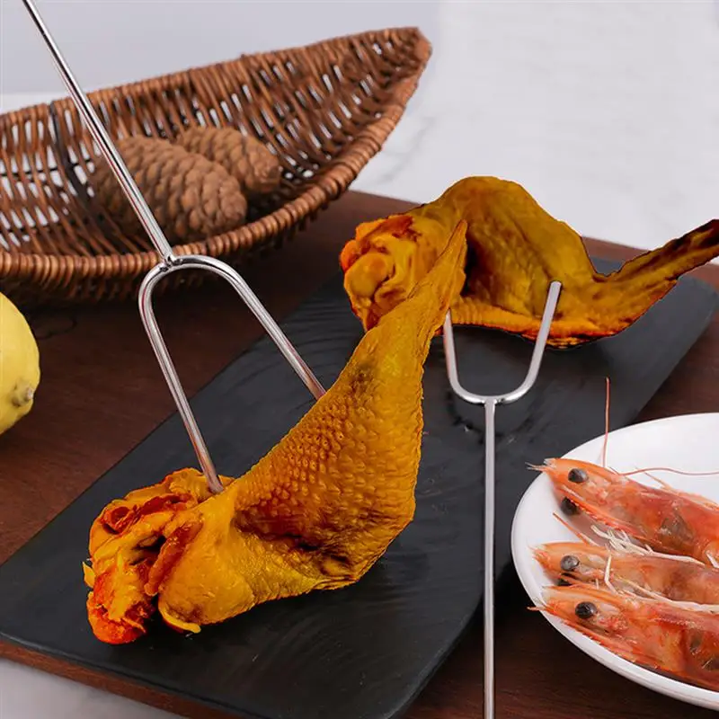 Skewers Sticks Roasting Bbq Fork Meat Barbecue Forks Grill Skewer Stainless Steel Carving Metal Smores Campfire Kebab