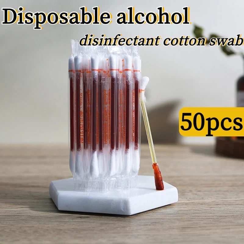 Disposable Medical Iodine Cotton Stick 50pcs/lot Disinfected Cotton Swab Iodine Climbing Aid First Aid Safety Survival Supplies