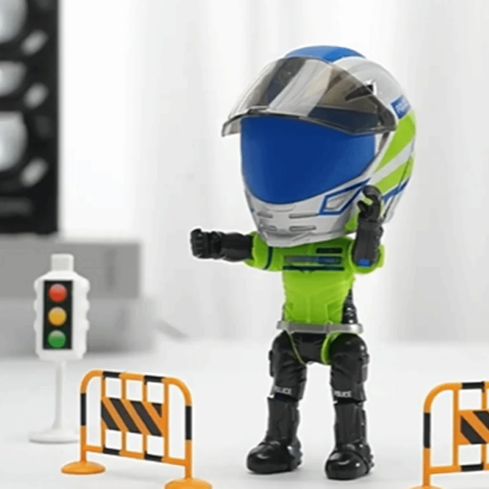 Transforming Helmet Simulated Motorcycle Rider Doll Action Figure Movable Limbs Alloy Motorcycle Helmet Toy Cool Joint Mobility