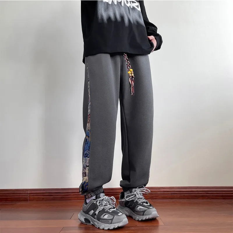 casual pants,sports pants,casual sports pants Korean Side Piping Bear Embroidery Casual Pants Men's Sports Trousers