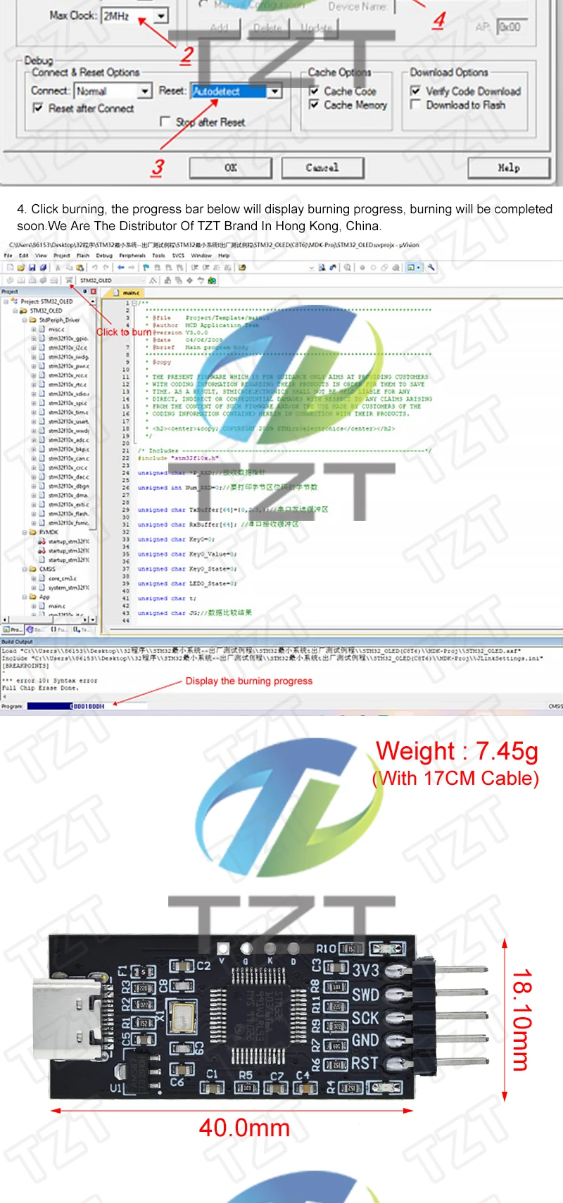 TZT 1/2/5PCS Hochwertiges DAPLINK ersetzt JLINK OB/STLINK STM32 Brenner, Downloader und Emulator ARM für Arduino – Detail 4