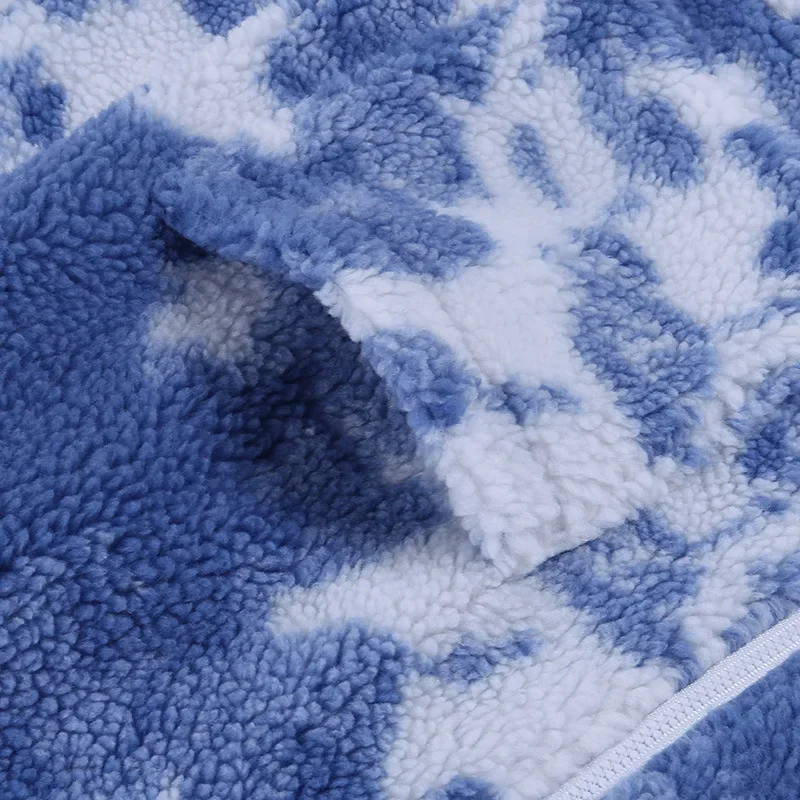 Women Winter Blue Sky and White Clouds Print Coats Teddy Jackets Lamb Wool Streetwear WomenFurry Fleece Warm Cardigan Overcoat