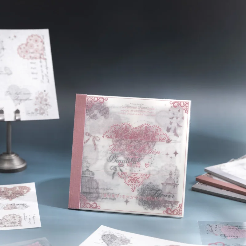 레이스 컬렉션 시리즈 DIY 스티커, 레트로 크리에이티브 장식, 4 팩/로트