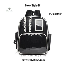 Charming Y2K Kawaii Transparent Mini Backpack for Women - Sweet Girl Display Shoulder Bag (B Black with board)