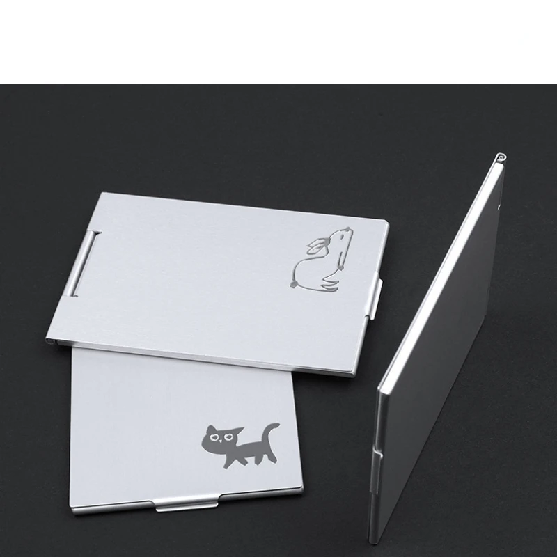 Cute Aluminum Folding Makeup Mirror Simple Portable Makeup Mirror Single-side Creative Women Aluminum