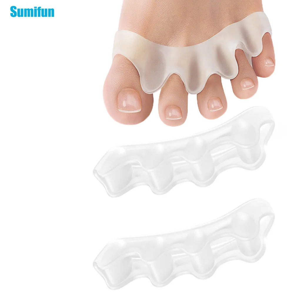 2Pcs/pair Sumifun White Silicone Five Hole Toe Separator Correction Toes Foot Medical Health Care Tool Protecting Toes Safety пульсоксиметр на палец jet health po 2 white