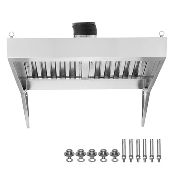 SucceBuy 4/5/6/7/8/9FT Commercial Exhaust 201 Stainless Steel Concession Hood Under Cabinet Range Hood Kitchen Vent Hood Sliver 1