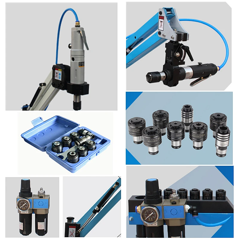 M3-M16 CNC Automatic Pneumatic Tapping Machine Air Threading Machine Pneumatic Tapper Tool Universal Head With Chucks 6