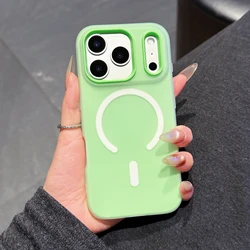 Candy Color Matte 2 - in - 1 Magnetic Wireless Charging Phone Case Cover - iPhone 15 (Green)