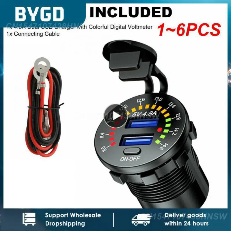 

1~6PCS Ursuniot 36W Dual USB QC3.0 Car Charger 12V Motorcycle USB Outlet Quick Charging Power Socket with Colorful Digital