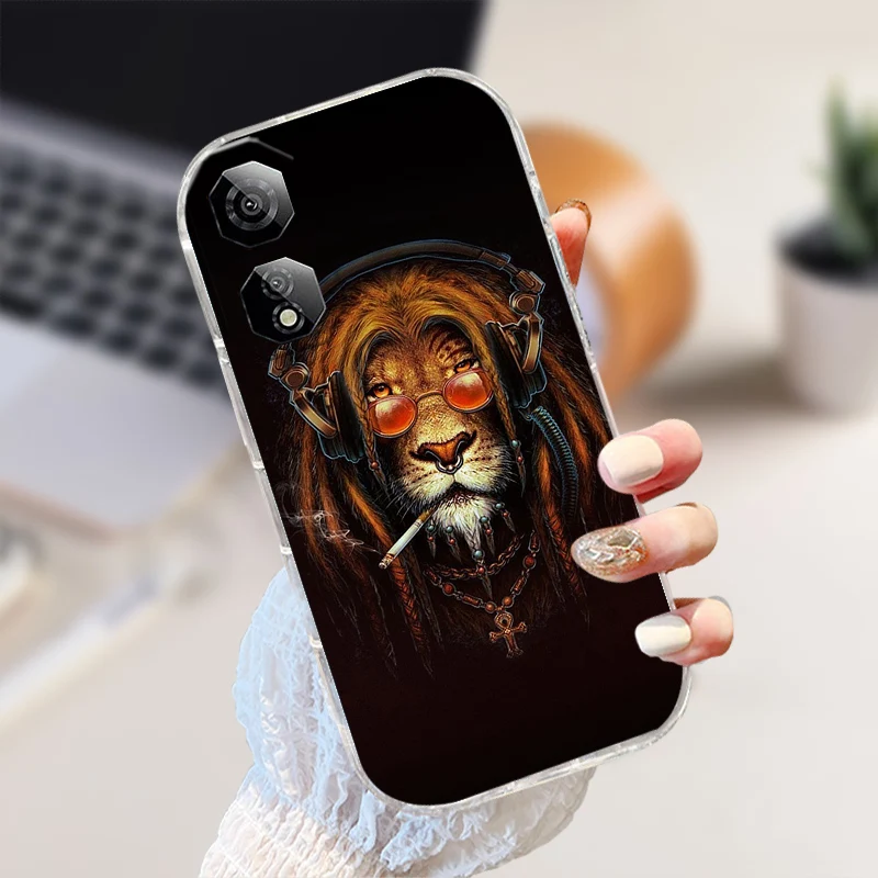 Shockproof Clear Silicone TPU Phone Case with Cute Animal Design