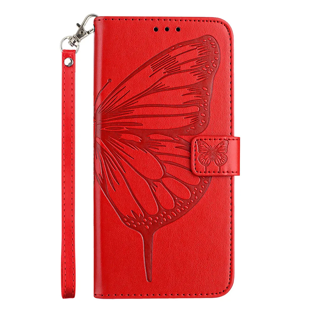 Butterfly Pattern Wallet Flip Case with Card Slots and Back Cover
