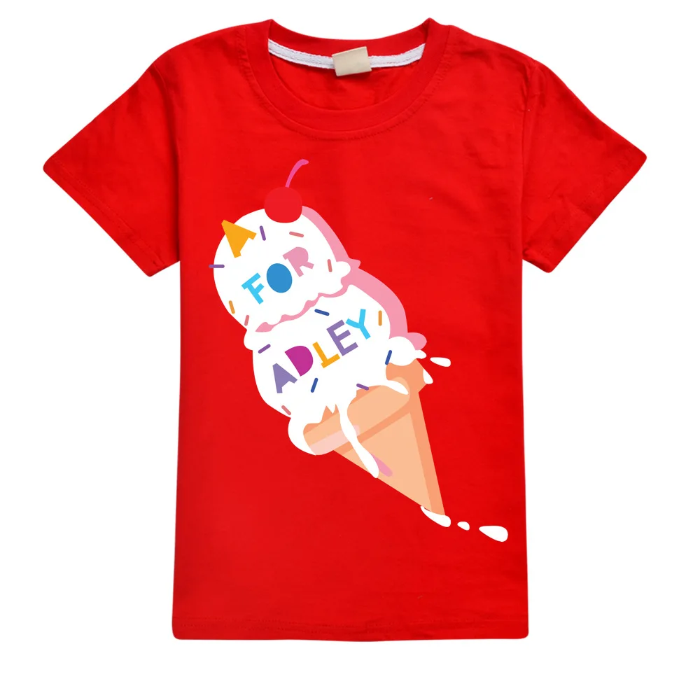 

Одежда для маленьких девочек, хлопковый топ с графическим рисунком для мальчиков, Детская летняя футболка A для Adley, милые подростковые футболки