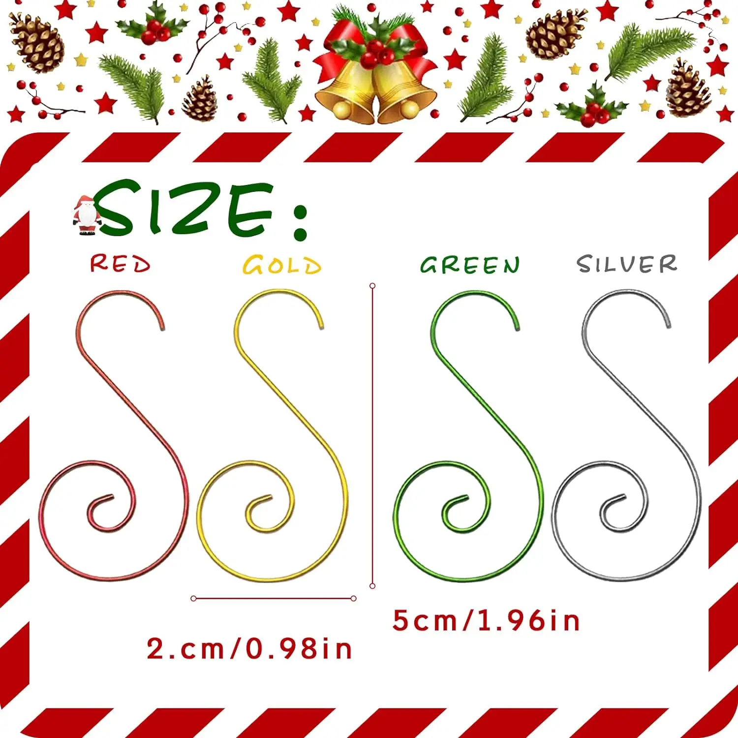 Christmas Ornament Hooks Stainless Steel S-Shaped Hanger Metal Wire Hanging Hook for Christmas Tree Balls 10/100Pcs christmas decorations