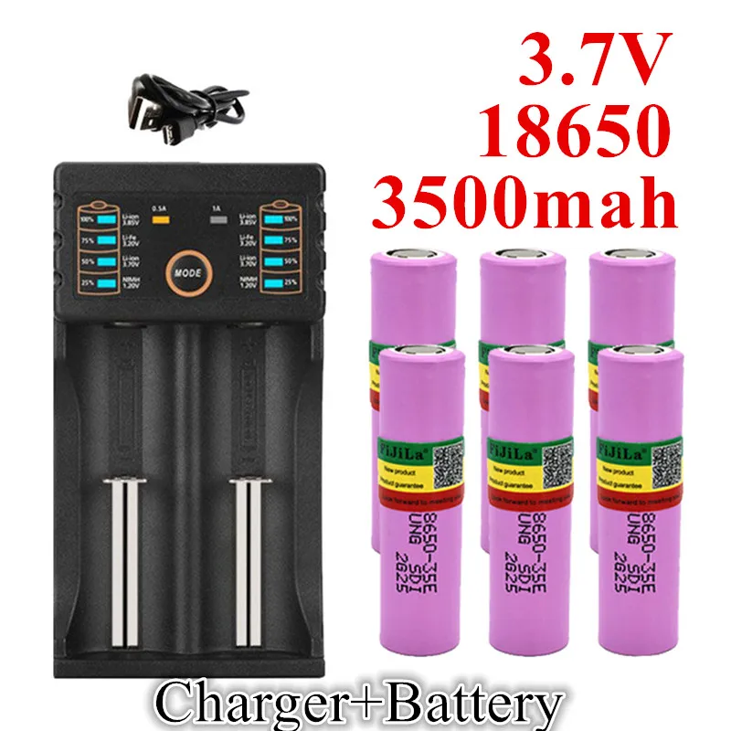 Nuova Batteria Ricaricabile Agli Ioni Di Litio Inr18650 3.7V 3500Mah Con Caricabatterie Per Sigaretta Elettronica Torcia Samsung 35E
