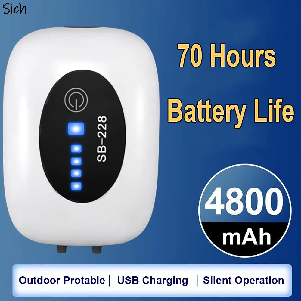 

Oxygen Air Pump For Aquarium Outdoor Portable Aquarium Compressor With USB Oxygenator Fishing 4800mAh Fish Tank Accessories