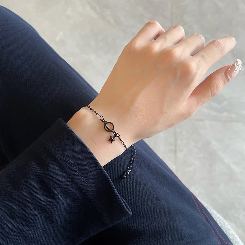 Black Planet Stars Gothic Punk Adjustable Bracelet For Women Girls Luxury Jewelry Dainty Gift bangle bracelet