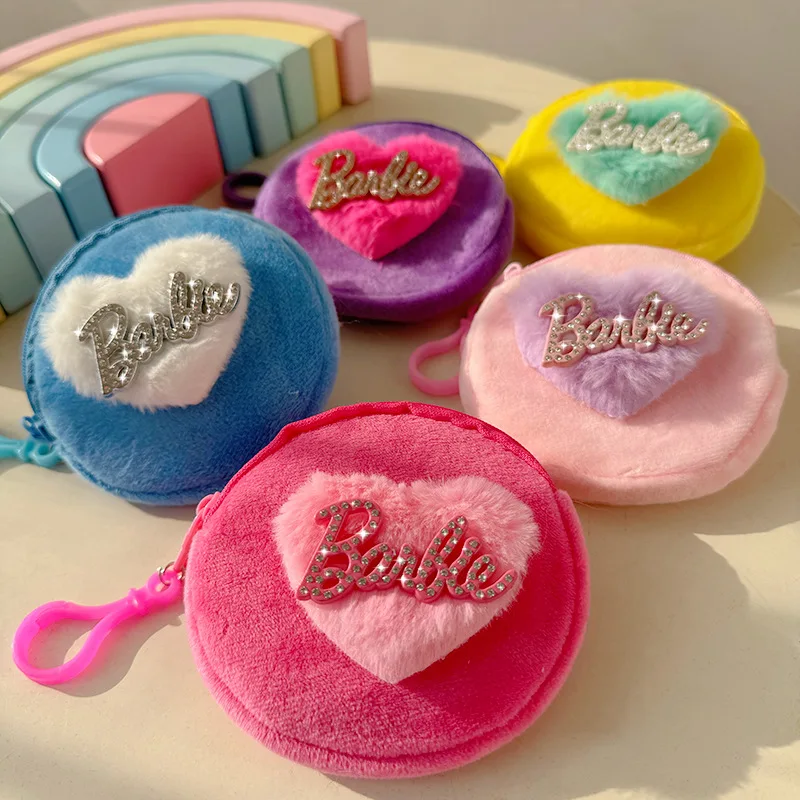 

New Kawaii Barbie Diamonds Love Plush Coin Purse Mini Organizer Bag Keychain Charm Gift Anime Characters for Girl Birthday Gift