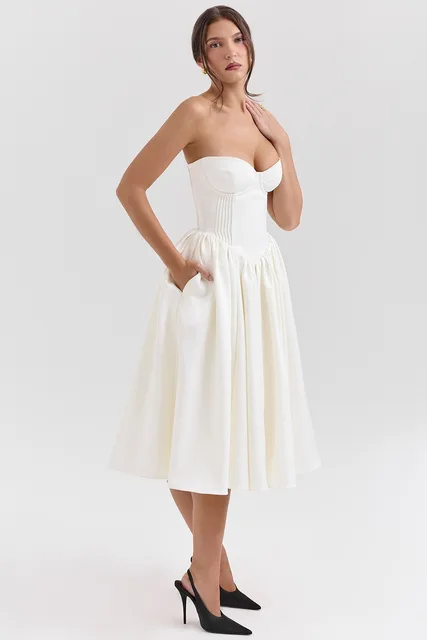 Solid Waist-Cinched A-Line Sleeveless Dress