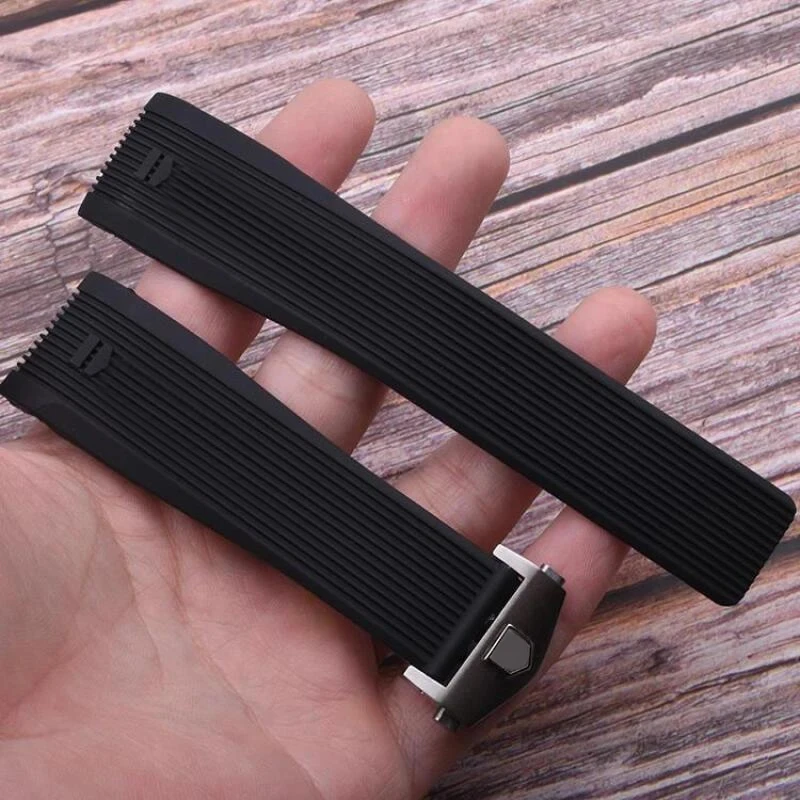 Cinturino Per Orologio Con Estremità Curva Cinturino In Silicone A Righe Impermeabili Morbide Per Cinturino Tag Per Bracciale Heuer Grand Carrera Aqua