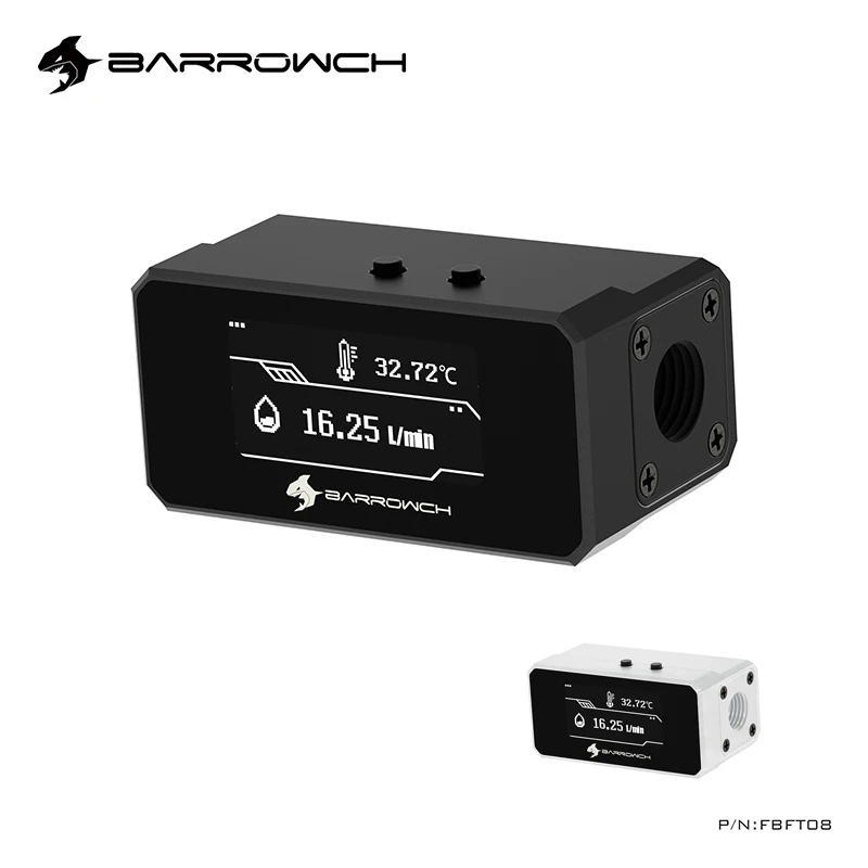 Barrowch-medidor de Fluxo de Temperatura do Computador Alarme de Monitoramento Inteligente Loop Líquido Personalizado Construir Flowmeter Oled g1 Fbft08