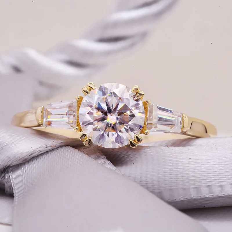 

Elegant Moissanite Solid 10K 14K Yellow Gold Wedding Engagement Ring for Women with Certificate